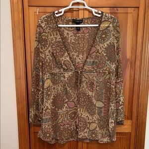 Venezia Multicolor Sheer Deep V-Neck Swim Coverup – Plus Size 22/24 EUC